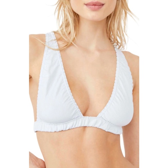 NWT Free People‎ [ Medium ] Wait & See Stripe Ribbed Bralette Palest Blue - Picture 13 of 14